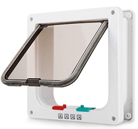 White Pet Cat Puppy Door Magnetic Automatic Lockable Screen DoorInside for Puppy Dogs and Cats